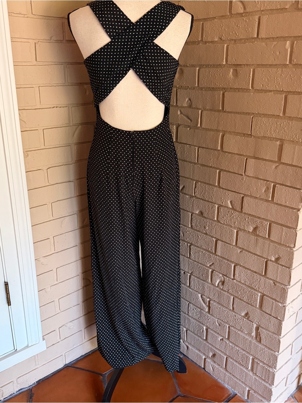 Vintage 80s Blondie and Me Backless Polka Dot Jumpsuit Playful Pinup Retro 9 10